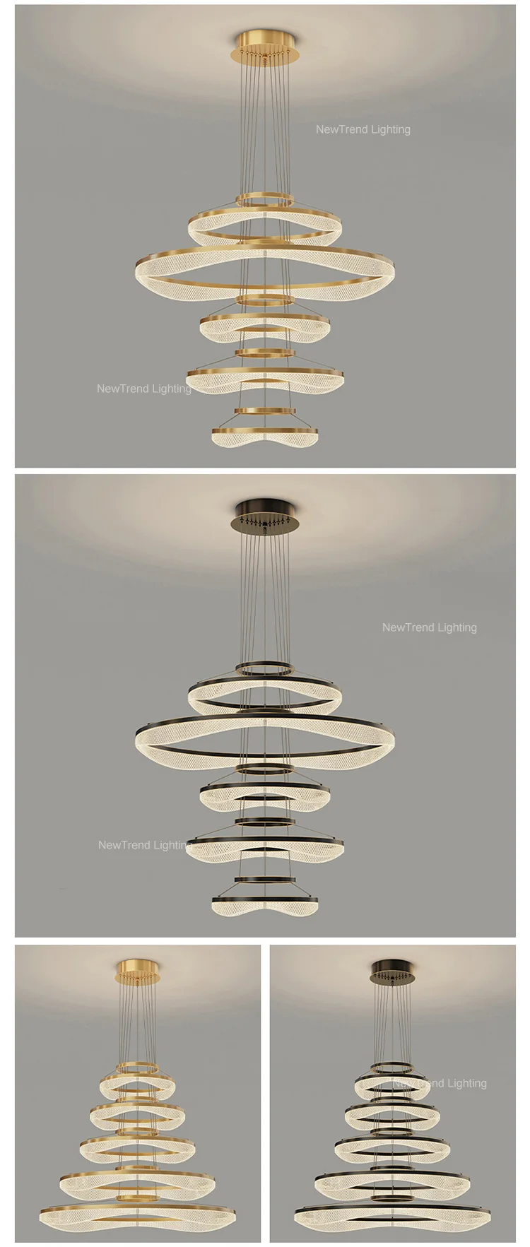 cpl 400 hot selling ring decorate staircase church hotel lobby living room hanging led pendant lamp -3