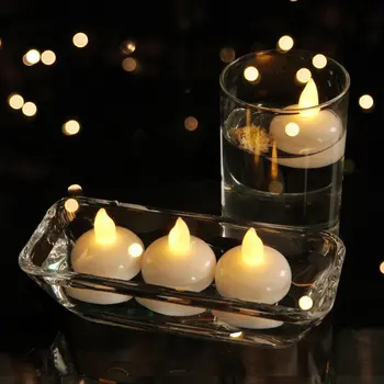 Flameless Floating Candles Led Warm White Flickering Unscented Candles For Home Indoor Outdoor Water Decor For Wedding Party
