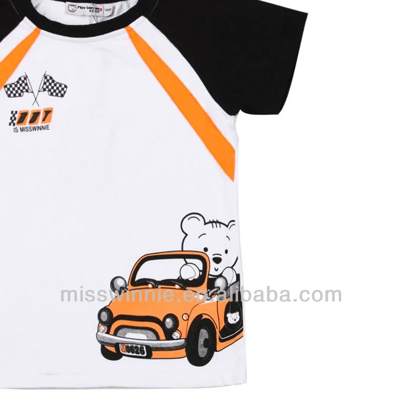 Custom-made new design fashion summer  short sleeve cartoon bear print boys t-shirt causal style boy's T-shirt