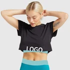 OEM Custom Printing Logo 100% Cotton Plain Blank Capped Sleeves Short Crop Top T Shirt For Women