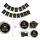 Paper Decoration Wholesale Paper Supplies Decoration Set Gold Printing Party Tableware