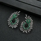 Earrings Earrings New Arrival Green Crystal Water Drop Metal Wreath Women Luxurious Personality Earrings
