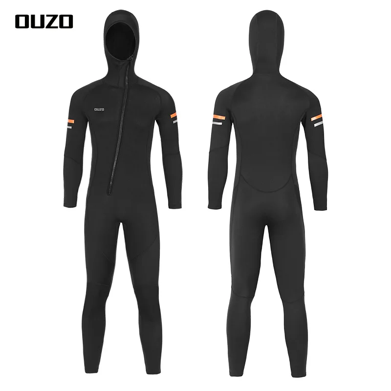 1.5mm Neoprene Smooth Skin Men Jellyfish Dive Snorkeling Swimsuit One-Piece Hooded Front Zipped Surfing Diving Wetsuit