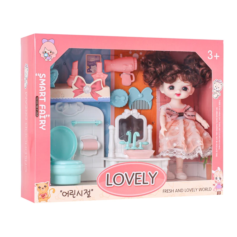 Wholesale toys 6 inch make up baby doll accessories bath for girls