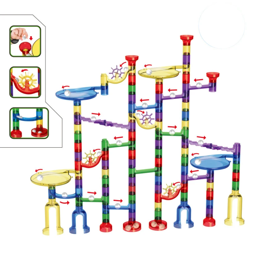 Upgraded Unisex DIY Toy Educational Marble Run Building Tower Blocks for Kids for Ages 5-7 Made of Plastic