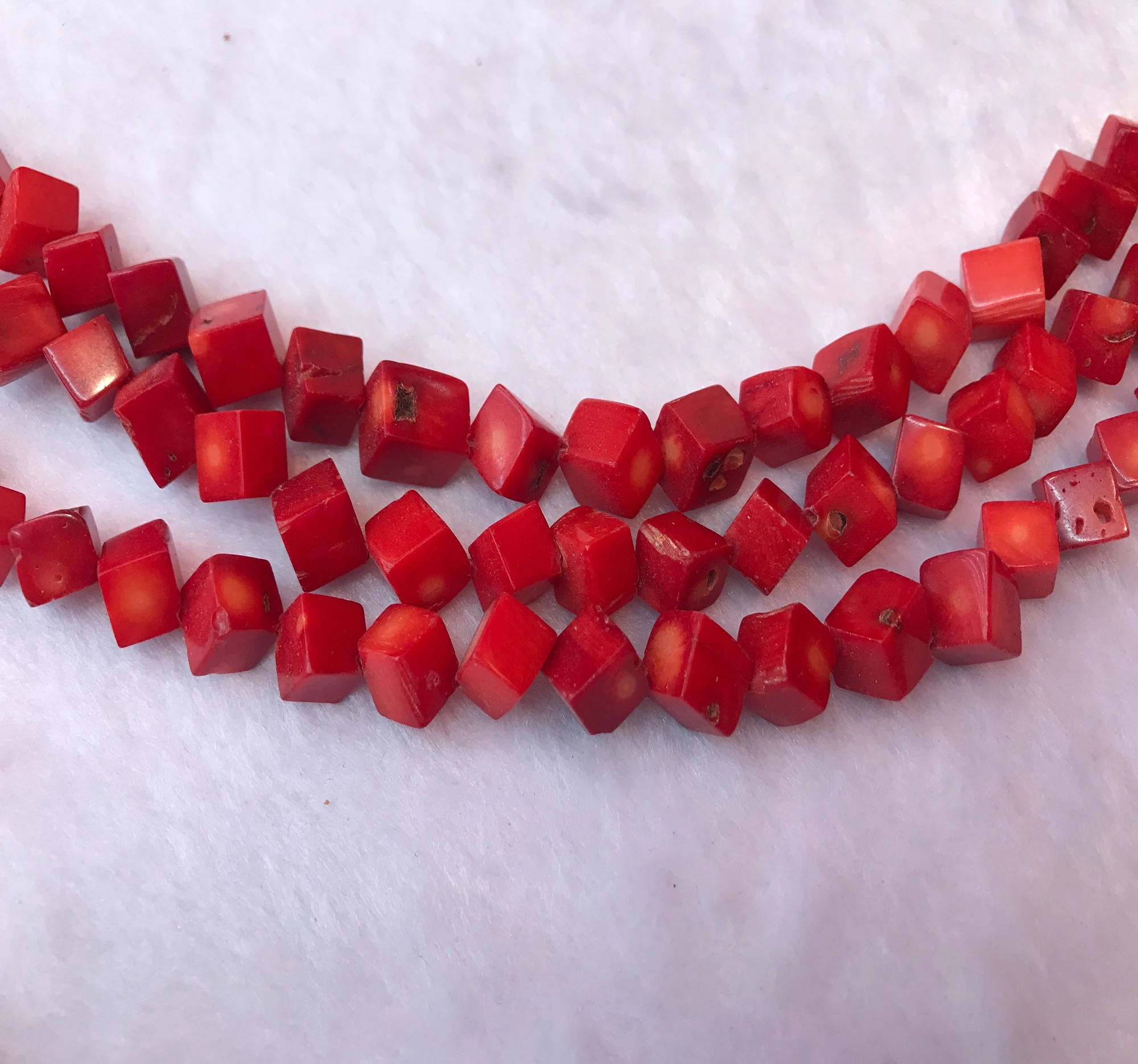 Sea Bamboo Red Coral 10 Mm Cube Beads 