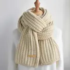 Scarf Coarse Wool Knitted Scarf Women's Winter Korean Version Of The Wild Warm Japanese Students Solid Color Bib