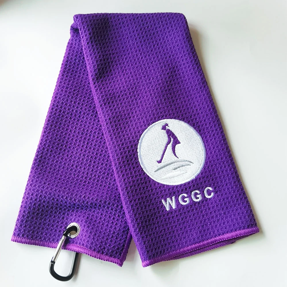 product custom logo microfiber waffle custom embroidered golf towels red golf towel with carabine-4