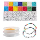 Beads Crystal 3mm Glass Seed Beads Letter Alphabet Beads Crystal Elastic Cords For DIY Bracelet Jewelry Making