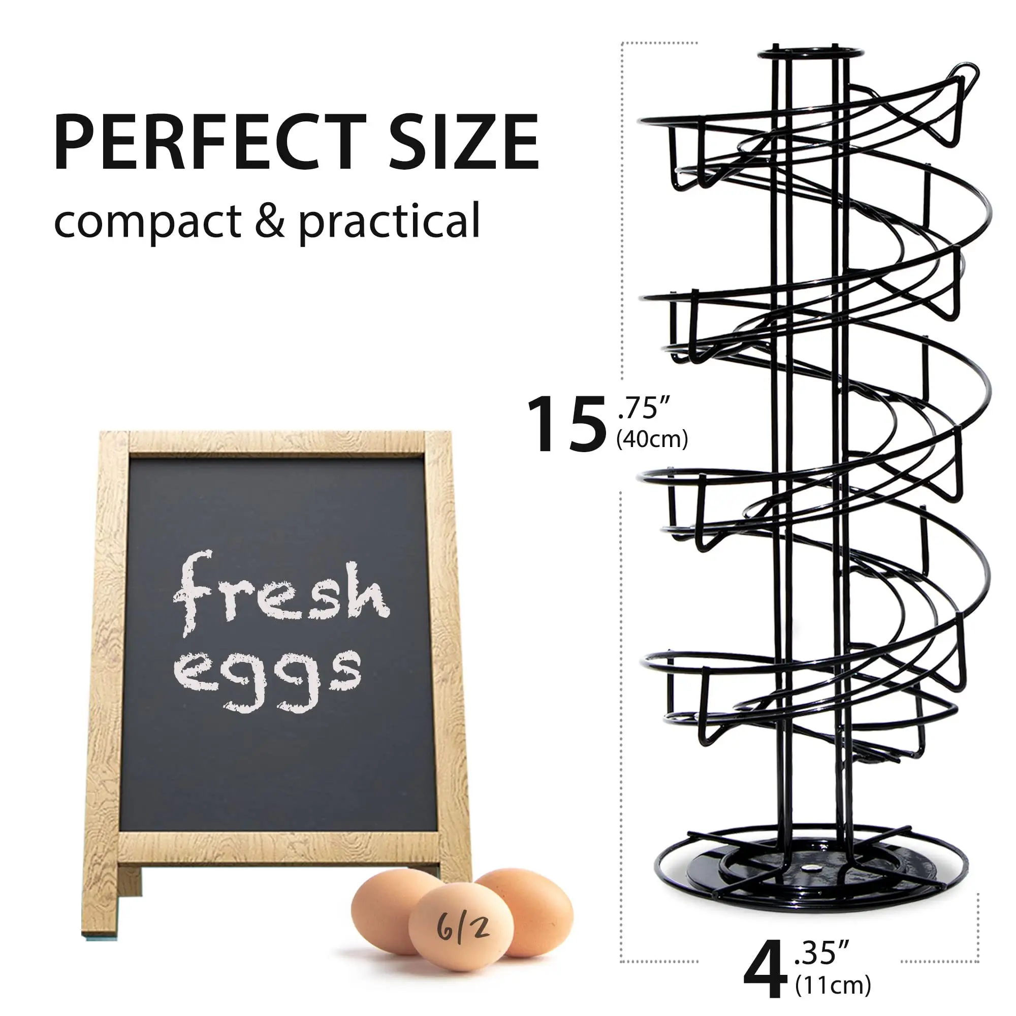 Egg Holder Countertop  Egg Dispenser  3 Dozen Non Slip Base Egg Rack