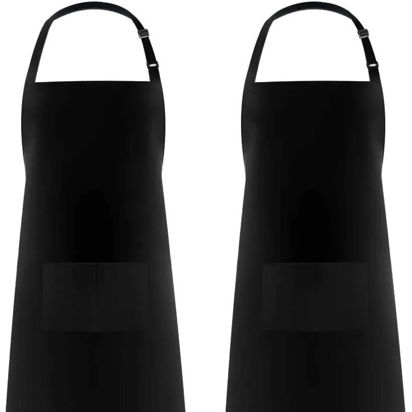 Wholesale Custom Logo Print Color Adjustable Cooking Waterdrop Resistant Kitchen Cotton Aprons With Pocket