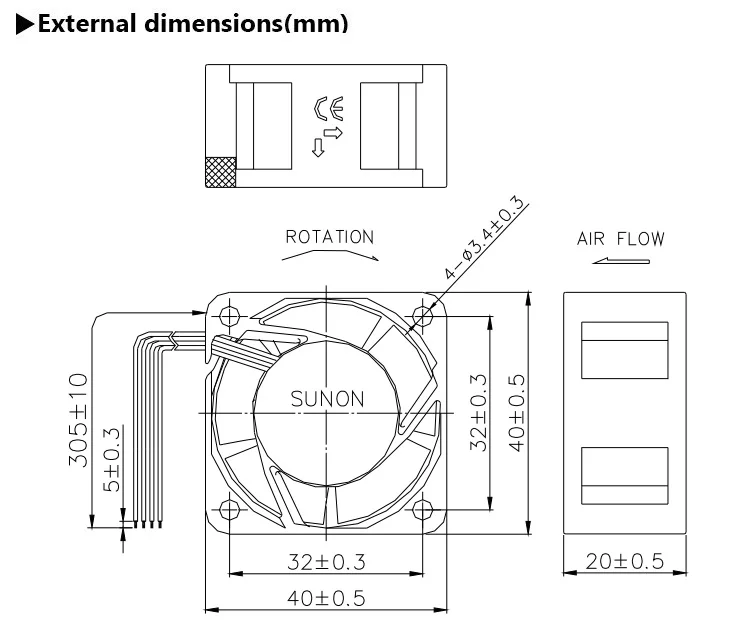 Axial Flow Cooling Fan, SUNON, 12V, Brushless, Plastic - detail 2