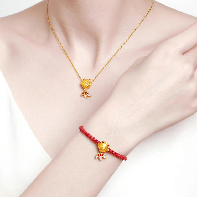 Ponyo Fish Suit Koi Bracelet Brass Plated 14k Gold Small Goldfish Ji  Yusheng Has You Necklace - Buy Gold Plated Rosary Necklace,Gold Plated Leaf  