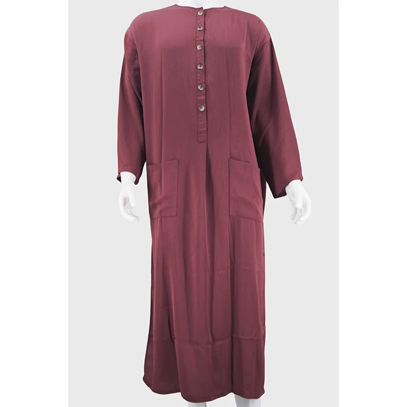 Custom Men's Long Sleeve Arabic Thobe Designed Casual Muslim Kaftan with Pockets for Middle East manufacture