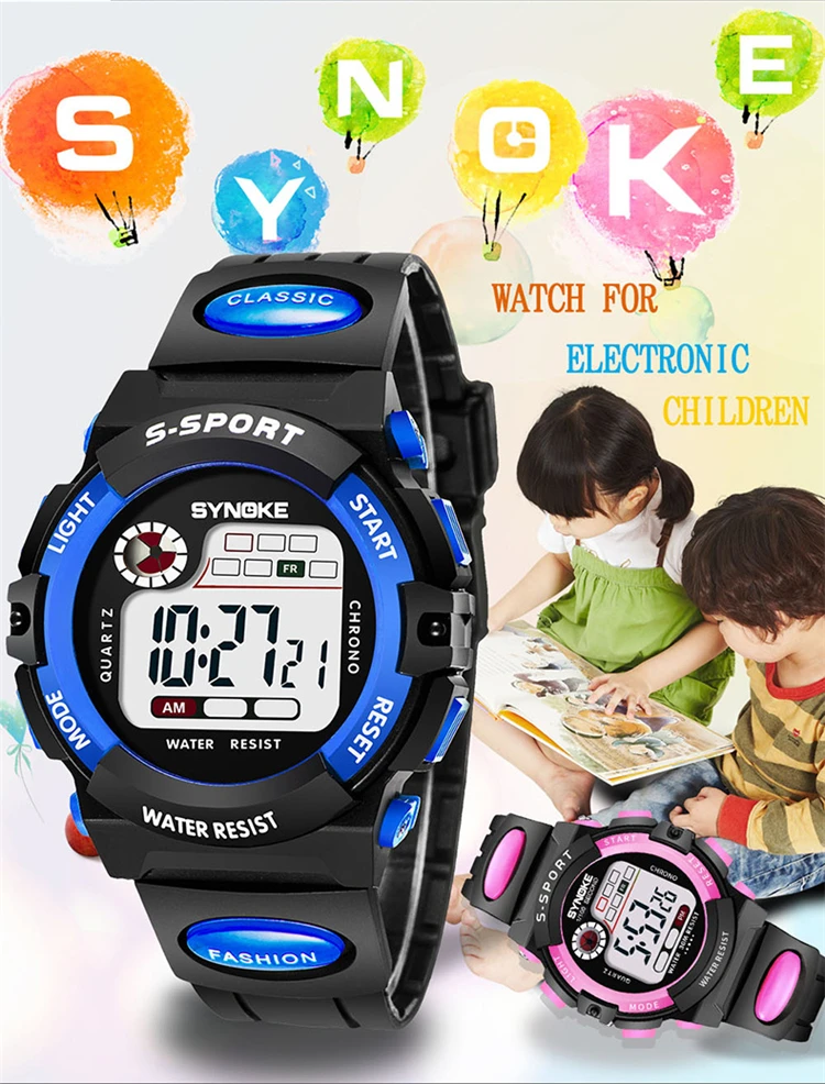 synoke nuovo arrivo bambini chic guardare i bambini digitali orologi  ragazzi 30m impermeabile studente orologi da polso per ragazze ragazzo  regali 99269s