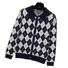 Cardigan 2022 Autumn And Winter Knit Cardigan V-neck Long-sleeved Color-blocking Sweater