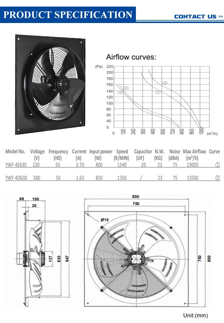 Cooling Fan, 630mm, 220v, Axial - detail 10