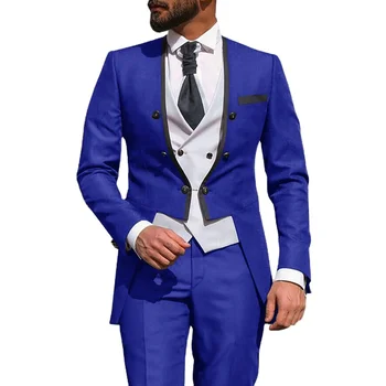 2022 Wedding Suit for Men Custom Made Dinner Party Tailcoat 3 Piece Men Slim Fit Suit Royal Blue Groom Tuxedo Classic Men Suits