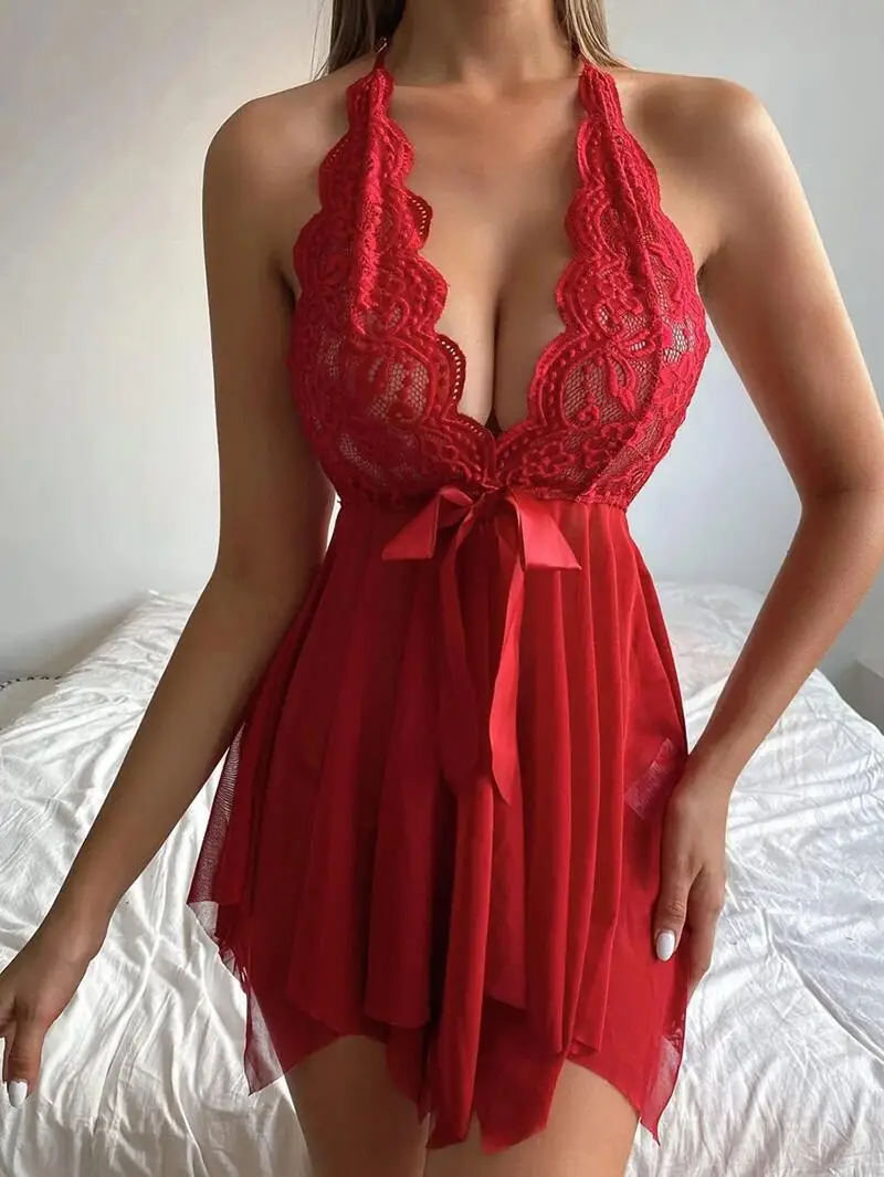 European American Mesh Women's Nightdress Breathable Sexy Sleepwear Popular