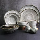 Ceramic Plates Ceramic Western Annual Ring 12 Piece Ceramic Dinner Plates Bowls Porcelain Tableware Dining Set