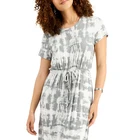 Womens Women Metro Elegant Casual Dresses Womens Fashion Printed Drawstring Short Sleeve Slit Maxi Dresses