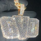 Pendant Hand Pendant NUSKI Design 2 Tone 3D Fully Iced Out Emerald Diamonds Hand Setting Custom Pendant Jewelry