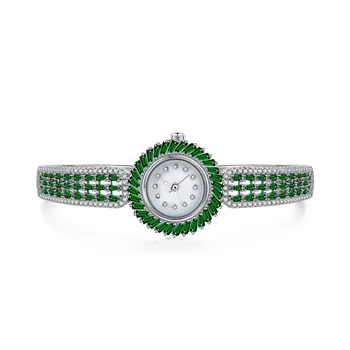 Dylam Fashion Daily Dress green white color band hollow out Quartz Watches High Quality Silver Wrist Watch