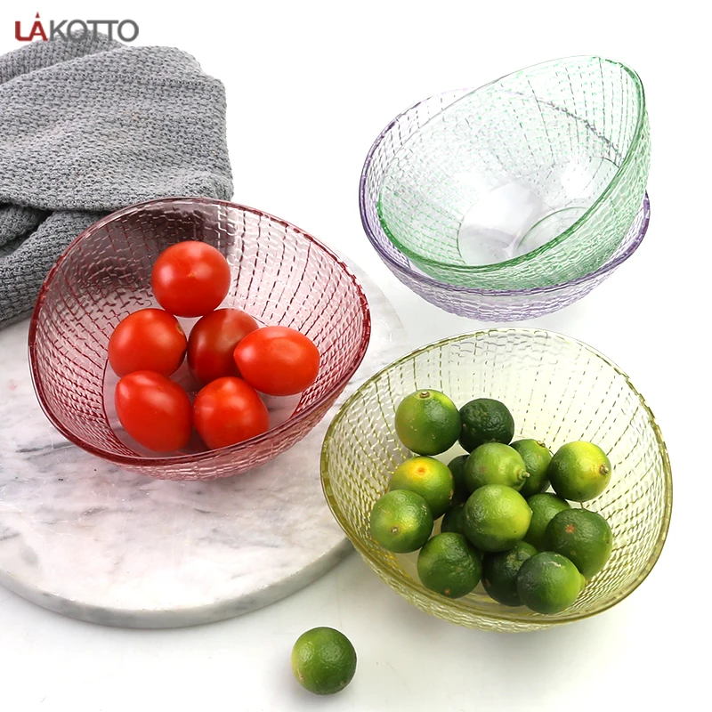 Personalized Food Grade Glass Bowl Transparent Fruit Salad Glass Bowl set with glass plate
