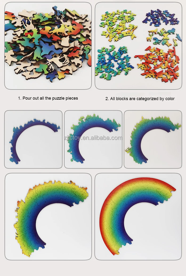 Puzzle en bois arc-en-ciel personnalisé de 119 pièces, jouet éducatif précoce pour adultes et enfants, garçons et filles, détails pour adultes