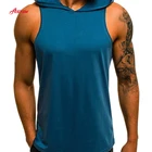 Hooded Vest No Hot Sale Men Tank Top Bodybuilding Hooded Hip Hop Streetwear Vest Men Tank Top