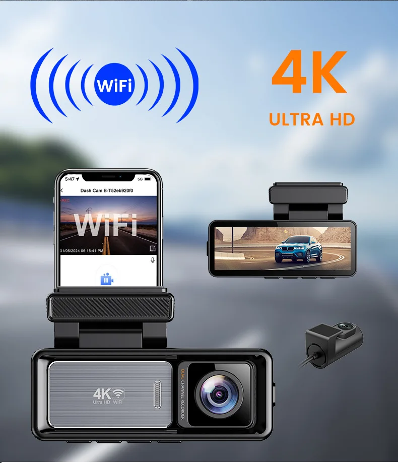 Manufacturer MINI Dual Lens Wifi Gps Dash Camera Front and Inside Car Black Box Dual 4k Dashcam Car Dvr Car Camera 4k Dash Cam
