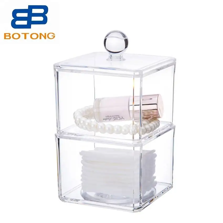 Acrylic Cosmetic Organizer Makeup Organizer Jewelry Storage Box Cotton Pad Swab Q-tip Ball Bud Makeup Pad Sponges  Holder Clear