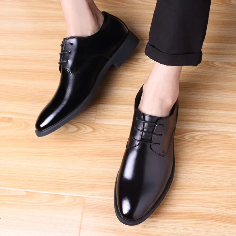 Spring New Style Male Shoes Breathable Casual Men's Business Dress Leather Shoes 2024 Hot Sale Fashion Wedding Shoe Box PVC EVA
