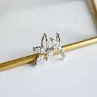 Clip Earrings Fashionable Sterling Silver Micro Inlaid Zircon Ear Clip Earrings Leaf Clip-On Earrings