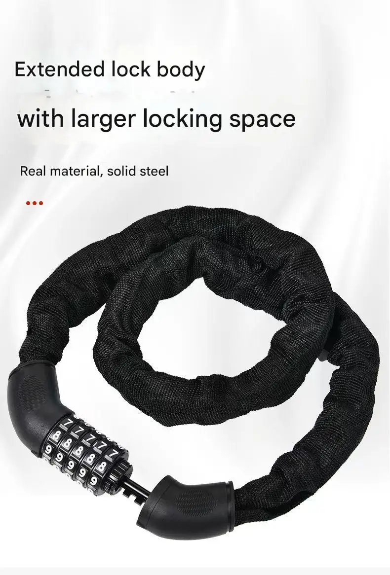 Waterproof Rust-Free ABS+Steel Black Anti-Theft Password Chain Lock for Mountain Bike/Electric/Battery Bike/Motorcycle