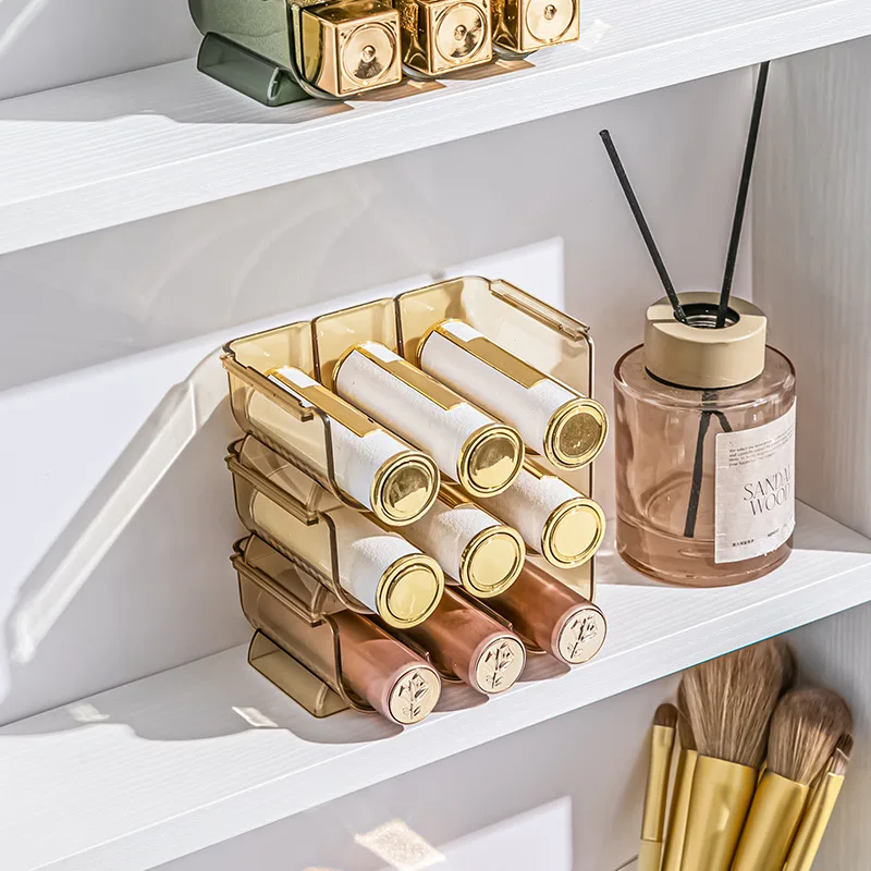 2023 Hot Selling Plastic Transparent Makeup Lipstick Organizer Storage Box For Mirror Cabinet