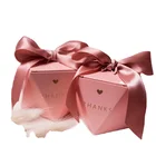 Pink Custom Personalized 6*8cm Pink Package Wedding Favor Candy Packaging Boxes With Ribbon