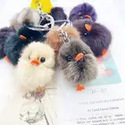 Keyring Cute Car Small Ornament With Personality Letter Real Mink Fur Ball Ribbon Strawberry Custom Keychain