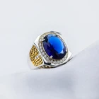 Sterling Blue Sterling Silver Micro Pave Cz Wedding Men Blue Ring Jewelry With Blue Stone