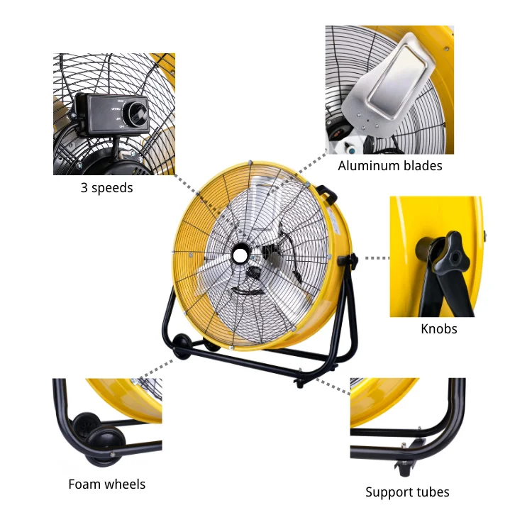 High Velocity Drum Fan, Portable, 120 V, Electric - detail 6