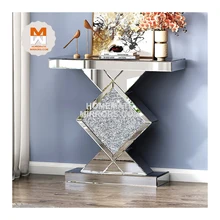 Hot Contemporary Mirrored Console with Crushed Diamonds