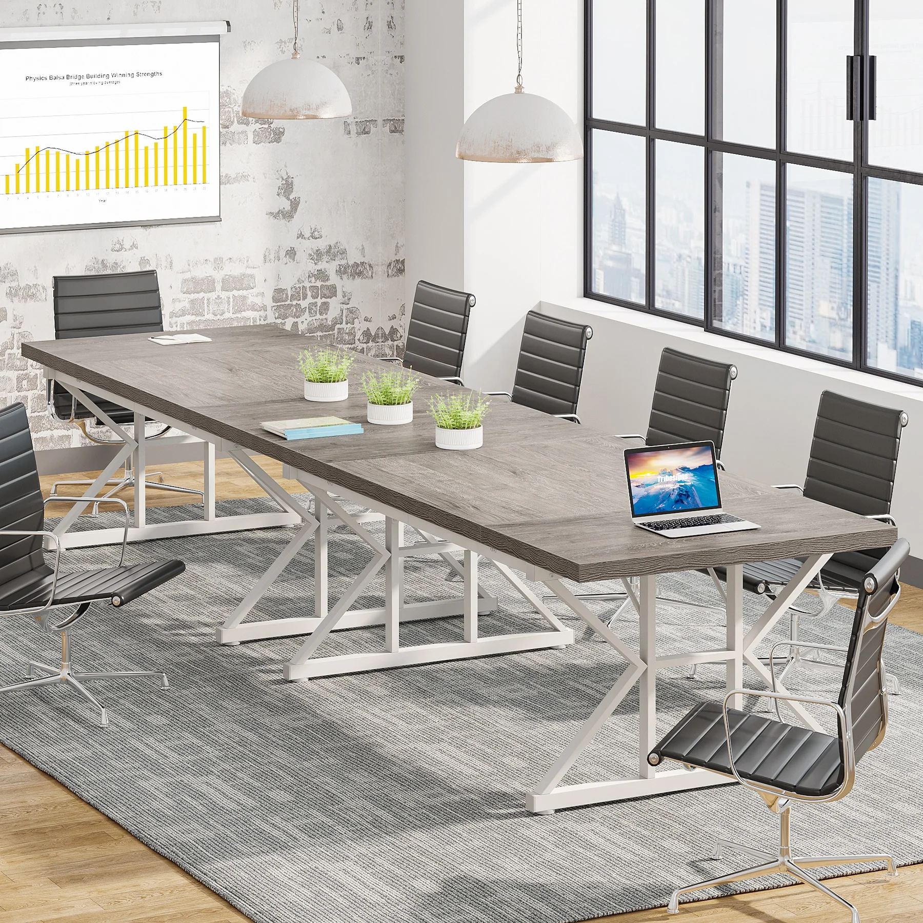 Tribesigns High Quality Rectangle Meeting Room Table Wood Seminar Table Executive Desk for Office 6FT Conference Table