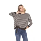 Knit Black And White Striped Long-sleeved Pullover Knit Bottoming Shirt Ladies Sweater