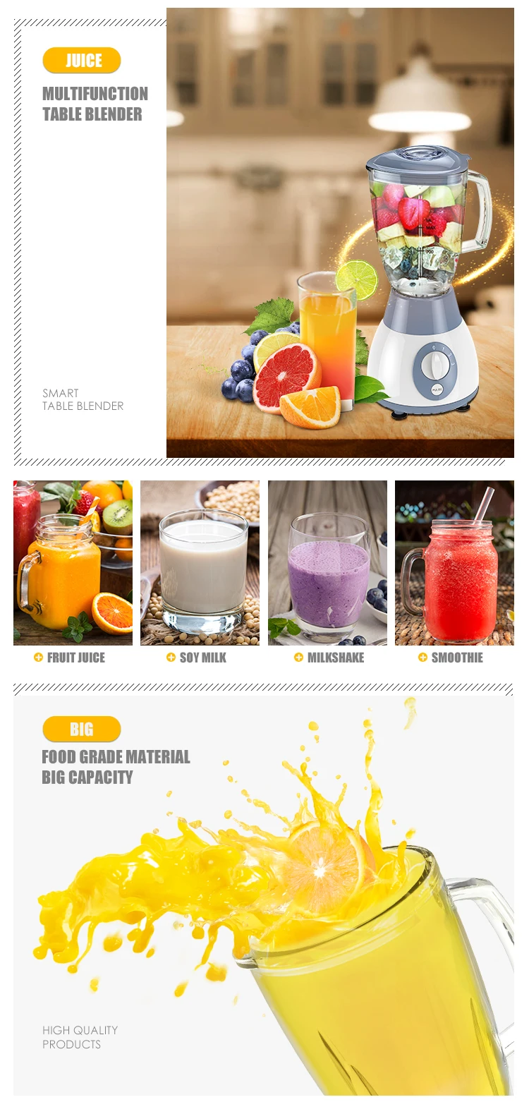 Liquidificador de mesa com base de aço inoxidável, jarra de vidro, liquidificador de frutas, liquidificador de suco