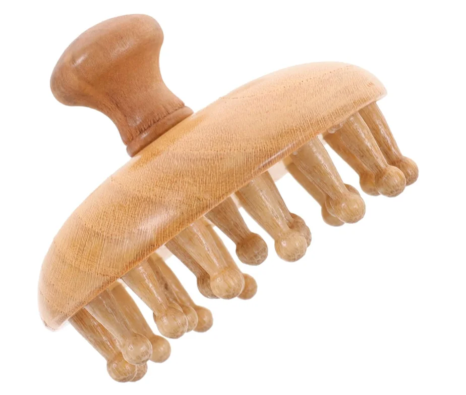 Wooden Scalp Massager  Massage Comb Wide Tooth Hair Brush Shampoo Brush Wet and Dry Hair Scalp Care Brush Round Tip