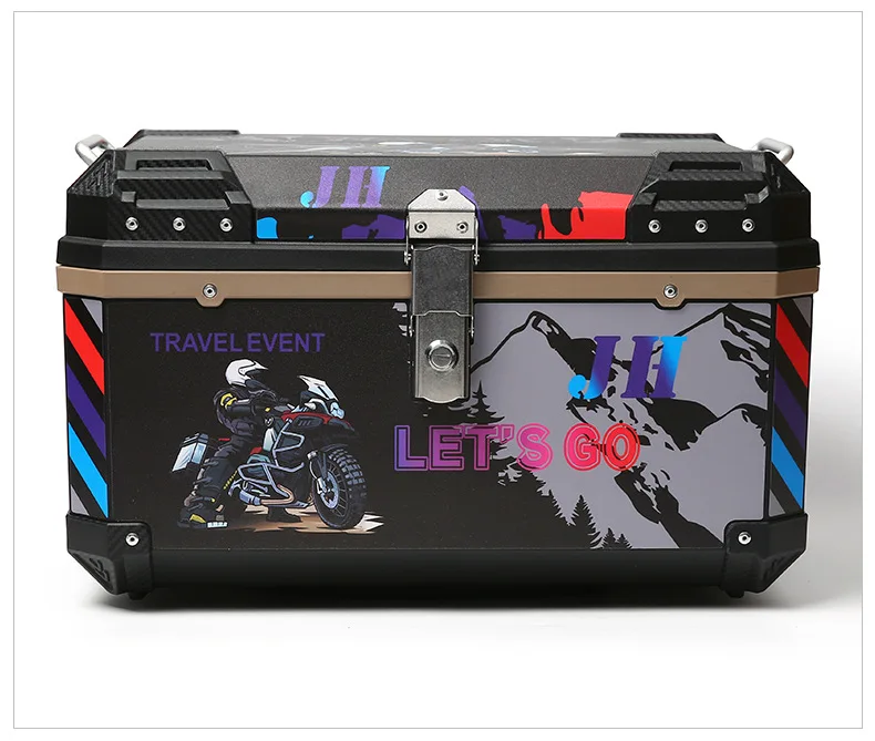 Motorcycle tail box, motorcycle top case trunk tail box can store helmet/bronze/68L