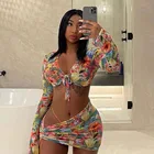 Clothing Ready To Ship Summer Trendy Boutique Sexy Floral Print 2 Piece Set Women Clothing Skirt Set
