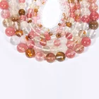 Natural Wholesale Natural Gold Cherry Watermelon Crystal Rondelle Abacus Loose Beads 15.5"