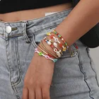 Bohemian Style Stacking Layered Bracelet Set Simple Fashion Rice Colorful Beaded Bracelets