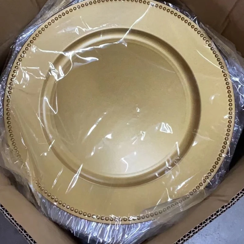 Plastic Wholesale gold Charger plates Wedding Hotel Party Plate charger Dinner Decorative Dinner Plates For Weddings